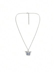 1/5Pcs Personalized Customized Butterfly Pendant Necklace, Love Star Pink Diamond Necklace, Customized Photos, Metal Material, Heart Shaped Album Box Design And Love Star Opening And Closing Design Versatile, Unique, Exquisite And Simple, School Supplies, For Teacher, For Boys And Girls, For Teenagers, Junior High School Students, Middle School Students, High School Senior High School Students, College Students, University Students, Freshman, Sophomore, Underclassmen
