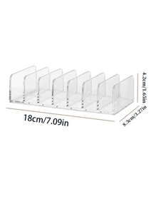1pc Clear Acrylic Divided Eyeshadow Palette, Makeup Organizer Tray For Blush, Powder, Desktop Cosmetic Storage Rack With 7 Compartments For Phone, Remote Controllers In Bedroom/Dorm