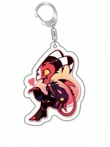 Anime GOODS Anime Acrylic Keychain -Vicky Charlie Alastor Cute Y2K Cartoon Pendant, Suitable For Bags And Keys, Perfect Gift For Fans, Cosplay Accessories Car Key Bag Backpack Small Jewelry Key Ring Accessories Creative Student Gifts Anime Derivatives, Creative Backpack Pendants, Car Key Pendants, Acrylic Keychains, Japanese Comic Pendants, Neko Contents Seed Keychain Collectibles, Pendants, Otaku Collection Gifts, Cheap Gifts School Letter Car Accessories Goth