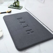 Thick Flannel Absorbent Bath Mat, Embroidered Bathroom Shower Room Solid Color Non-Slip Carpet, Soft Foot Mat, Dirt-Resistant Doormat Entryway Decor