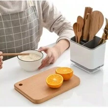 1pc/2pcs/3pcs Double-Layer Three-Compartment Fork And Spoon Drip Tray, Water-Draining Chopsticks Basket, Minimalist Kitchenware Drainage Rack, Ventilation Storage Box For Utensils