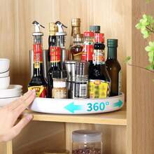 Anti-Skid Turntable Organizer, 360° Rotatable Turntable Display Rack, Pantry Organization Storage Tray, Multifunctional Spinning Rack For Cabinet Table Top - Grey 30CM - View 2