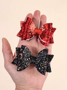 4/8pcs Glitter Hair Bows For Girls Sparkling Gold Silver Glitter Bow Hair Clips Red Black White Solid Color Glitter Bow Hairpins Headgear Shiny Bow Barrettes Girls Holiday Outfit Decor Headpiece Kids Baby Hair Accessories