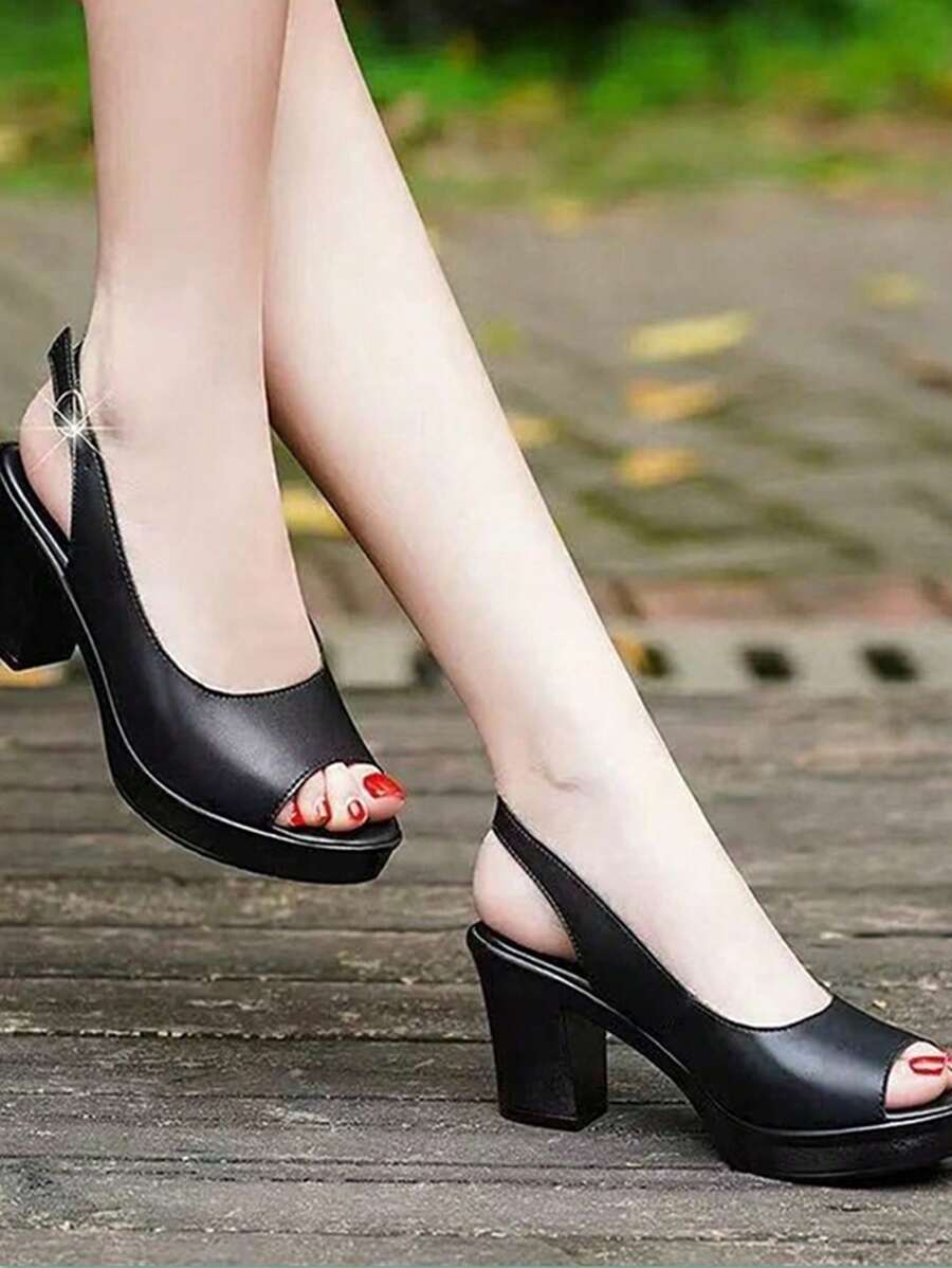 2025 New Sweetlip Peep-Toe Sandals For Mothers, Summer Women Sandals, Peep-Toe Thick Heel Open Toe Ladies Outdoor Anti-Slip Soft Bottom Shoes