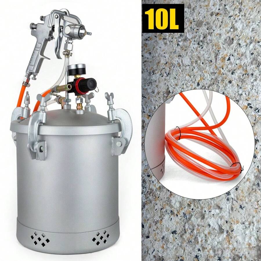 HYYKJ-US Paint Pressure Pot / Tank Air Regulator Spray Sprayer With Regulator & Hoses 10L - 1 - View 1