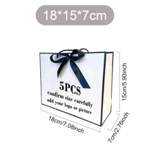 5 件装统一尺寸定制徽标纸质礼品袋适用于小型企业珠宝服装购物包个性化徽标图片礼品包婚礼礼品情人节伴娘礼品袋 - 彩色 - 查看 26