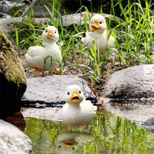 3-Piece Set Iron Plant Pot Stakes, White Duck Garden Stakes, Outdoor Lawn And Yard Decorations