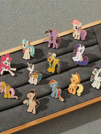 12pcs My Little Pony Lovely & Interesting Twilight Sparkle, Rainbow Dash, Pinkie Pie Brooch Pins, Suitable For Clothes, Stationery, Backpack, Bag, Strap, Suitable As Gifts For Friends, Family, Colleagues, Can Be Used All Year Round Brooch Pins Birthday Graduation