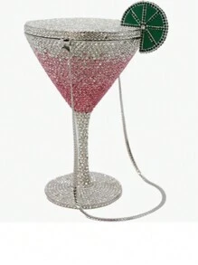 Women Goblet Rhinestone Evening Bag Cocktail Cup Diamond Clutch Funny Crystal Prom Handbag Wedding Purse For Party - 粉色 - 查看 1