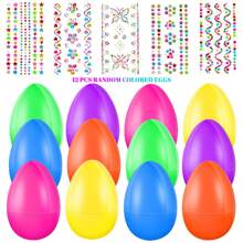 Fillable Easter Eggs,12Pcs Easter Eggs With 5 Gem Stickers, DIY Easter Eggs Decorating Kit Empty Plastic Easter Eggs - Easter Egg Hunts Random Bright Colours - Easter Basket Stuffers Fillers