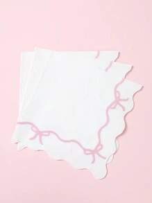 Pink Bowknot Themed Party Disposable Paper Tableware, 8pcs 7inch&9inch Happy Birthday Disposable Pink Paper Plates, 16pcs Bow Napkins Suitable For Pink Theme Party Decor, Party Favor, Birthday Decor, Birthday Gifts, Kitchen Decor, Gender Reveal Decor Babe Shower Decor Holiday Family Activities Event Party Decoration Supplies Set - Pink Bow - View 6
