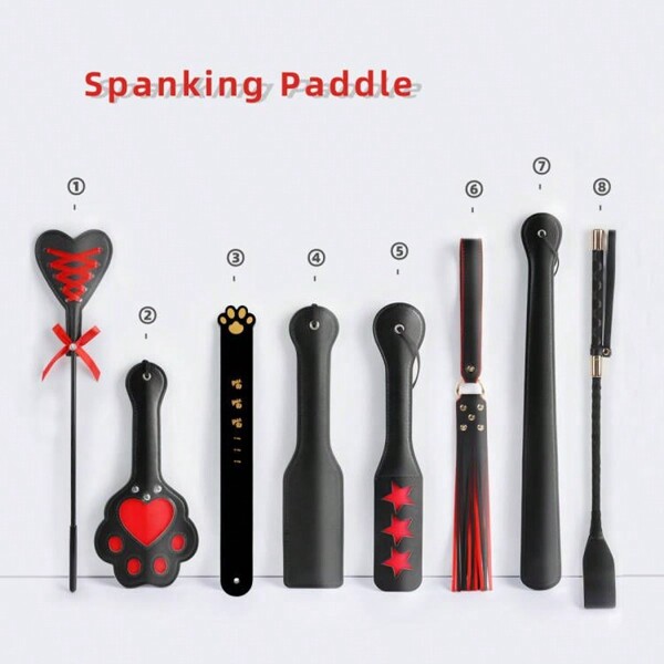 Productos SM Paletas de PU, látigo Flogger azotando para juego de roles de entrenamiento de caballos, látigo de equitación, palo de entrenamiento de la reina, palmada de mano pequeña, paleta de azotes, herramientas de coqueteo, juegos de adultos, juegos previos, productos BDSM, restricciones, fetiche, cosplay, juguetes sexuales para mujeres y parejas