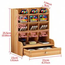 Wooden Multilayer Pencils Desk Storage Holder Desktop Sundries Storage Rack