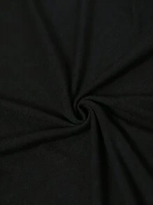 Letter And Portrait Pattern Printing T-Shirt, Short-Sleeved Round Neck Casual Polyester Crew Neck Summer Clothing For Women - 黑色 - 查看 4