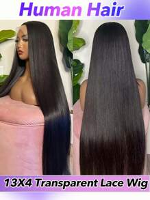 13x4 蕾丝前假发 人发预拔 150% 密度巴西直发 女士假发 无胶蕾丝前假发 人发自然色 - Natural Black - 查看 7