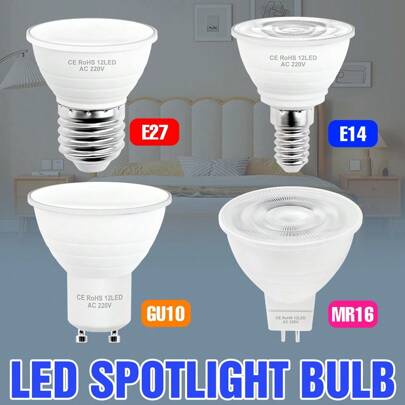 CanLing مصباح إضاءة LED E27 للسقف المعلق ضوء النهار 220 فولت للغرف الداخلية E14 غرفة المعيشة المطبخ المكتب الدراسة ضوء الهبوط MR16 بقعة الإضاءة للسوبر ماركت GU10 غرفة النوم مصباح شمعة GU5.3 بدون وميض حماية للعين إضاءة ديكور المنزل 6/12 مصباح LED SMD2835 أبيض بارد/دافئ