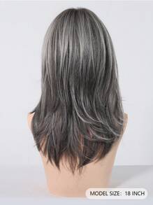 18 Inch Grey Curly Wig Multicolor With Bangs Synthetic Heat-Resistant Wig For Daily Fashion Parties Cosplay Christmas Use