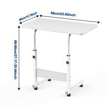 Table Roulant de Lit Canapé pour Ordinateur Portable Hauteur Réglable Table d'appoint Support d'ordinateur Table avec 4 Roulettes Verrouillables, Érable Blanc/Noir
