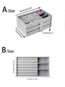 1 Three-Layer Acrylic Flannel Jewelry Box, Drawer Style Jewelry Storage Container, Necklace, Earring, Ring Jewelry Storage Box - Jewelry Box - View 3