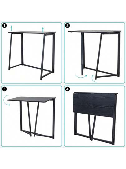 Meubles Cosy Foldable Computer Bureau Folding Tafel Size Workstation, Black, 80*40*74cm view 7