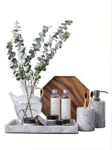 3pcs/2pcs/1pc 11.81 Inch Countertop And Vanity Tray - 1/2pcs Set Shatterproof Silicone Kitchen And Bathroom Tray, Suitable For Countertop, Kitchen Sink Soap Dispenser Tray, Bathroom Vanity Tray, Perfume And Key Tray, Bathroom Toilet And Bathroom Countertop Silicone Tray - Marble White - View 8