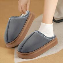 1 Pair Womens Platform Slippers Ladies Memory Foam Fluffy Slippers Winter Warm Fur Lined House Shoes Slippers For Women Indoor & Outdoor - Dark Grey - View 2