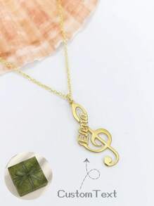 1 pièce collier personnalisé avec clé de sol gravée, collier de note avec nom, pendentif personnalisé avec symbole musical, cadeau parfait pour les amoureux, les amis, la Saint-Valentin, l'anniversaire, cadeau de luxe romantique pour la Saint-Valentin et l'anniversaire, boîte cadeau mode et casual, cadeau pour les musiciens. Fête des mères.