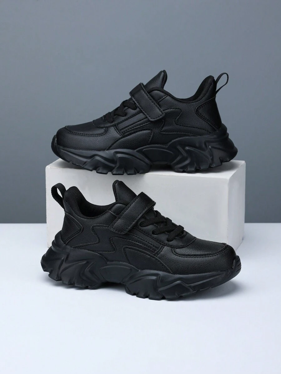 鞋 男童婴儿鞋 运动鞋 女童 PU 鞋 运动童鞋 小男孩运动鞋 女童运动休闲鞋 男童运动鞋 校鞋 男童轻便鞋 女童鞋 儿童 - 黑色 - 查看 1