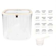 Laundry Pods Container,Clear Laundry Room Organization And Storage Containers With Pop-Up Lids & Labels Large Laundry Detergent Container For Powder,Scent Booster,Pods,Dryer Ball,For Back To School - Clear - View 8