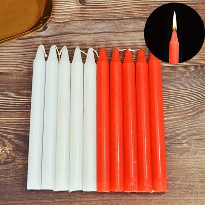 10Pcs/1Pack - Pillar Candles, European Wedding Party, Atmosphere Decoration Romantic Gifts, Home Decoration, Room Decoration, Wedding Decoration, Tabletop Decoration, Aroma Gifts, New Year Decoration Christmas Decorations Christmas, Christmas Gifts
