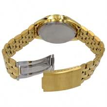 Orient Relógio mecânico automático dourado masculino 3 estrelas, relógio de pulso dourado pequeno vintage para negócios com visor de data, RA-AB0E04