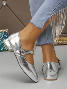 Women's Square Toe Flat Ballet Shoes, Minimalist Vintage Mary Jane Flats