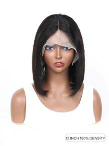 T Part Bob Wigs Human Hair 13x4x1 Lace Front Straight Bob Wigs For Women 180% Density Short Bob Glueless Wig Pre Plucked With Baby Hair Natural Black Color 180% Density - Natural Black - View 4