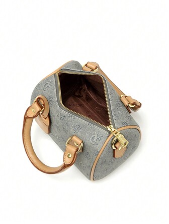 MKF 波士顿迷你枕头包，勃艮第 2025 新款经典复古印花单肩斜挎包，圣诞节节日礼物，