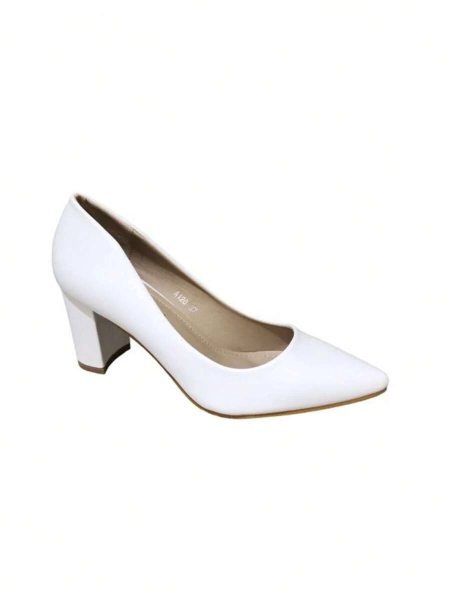 Classic Pointed Toe Elegant Formal High Heels - White - View 1