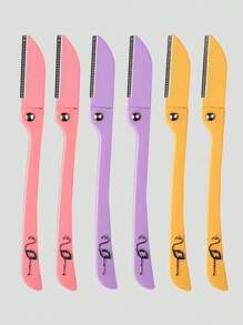 9pcs/6pcs/3pcs Portable Beauty Tool Kit, Mini Stainless Steel Eyebrow Face Hair Razor With Printed Handle
