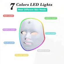 Elektrische Gesichtsmaske mit 7 Farb-LED, LED-Phototherapie-Schönheitsmaske, Hautverjüngung, Lifting, aufladbar mit 400mAh Akku