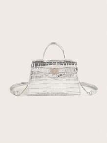 1pc Metal PU Crocodile Pattern Shoulder Crossbody Bag, Suitable For Daily Outings - Crossbody Bags - View 6