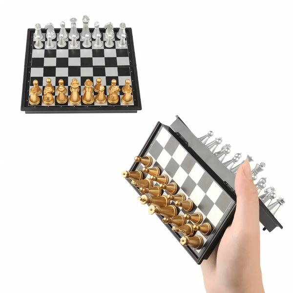1pc Mini Magnetic Chessboard Game, Portable Foldable Chessboard Travel Set - 5" Magnetic Chessboard, Classic Checkers & Chess, Magnetic Folding Chessboard, Pocket Travel Size, Strategy Game For Party & Events, No Power Required, Plastic Chessboard Game, Suitable For 14+ Years Old, Family Party Game. Suitable As Thanksgiving/Christmas/New Year Gift, Gaming Gift