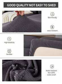 1pc Elastic Universal 4-Season Sofa Cover, Full Coverage Sofa Seat Cushion Slipcover, Washable, Dustproof & Dirt-Resistant - Grey - View 7