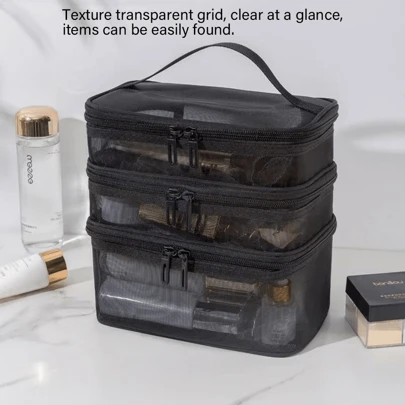 1个三层化妆包，大容量便携式洗漱包，旅行收纳化妆品袋，带网眼，透明，拉链设计，方便收纳美甲、化妆包、化妆袋、化妆包、化妆袋、化妆包、化妆包、化妆包、化妆包、化妆包、化妆包、小化妆包、化妆包、大容量、大化妆包、圣诞礼物、化妆包、女士礼物、化妆包/小手提包、化妆品收纳包、化妆包、化妆刷收纳袋、迷你化妆包、大容量化妆包、女士礼物、圣诞礼物、女士礼物创意