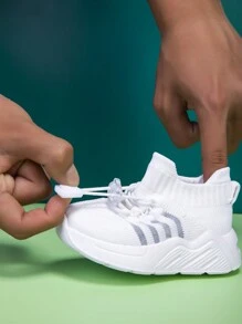 New Kids Simple Breathable Mesh Soft Bottom Non-Slip Lightweight Slip-On Outdoor Casual Sports Shoes, Suitable For All Seasons - White - View 12