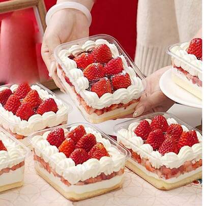 10 pièces-20 pièces Boîtes d'emballage pour gâteau à la fraise, crème au tiramisu, crêpe, mousse et fruits. Contenants pour emporter des desserts