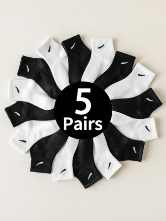 5 pares de calcetines de franjas diagonales de colores mixtos para niños, calcetines versátiles y de moda para bebés, aptos para uso casual diario