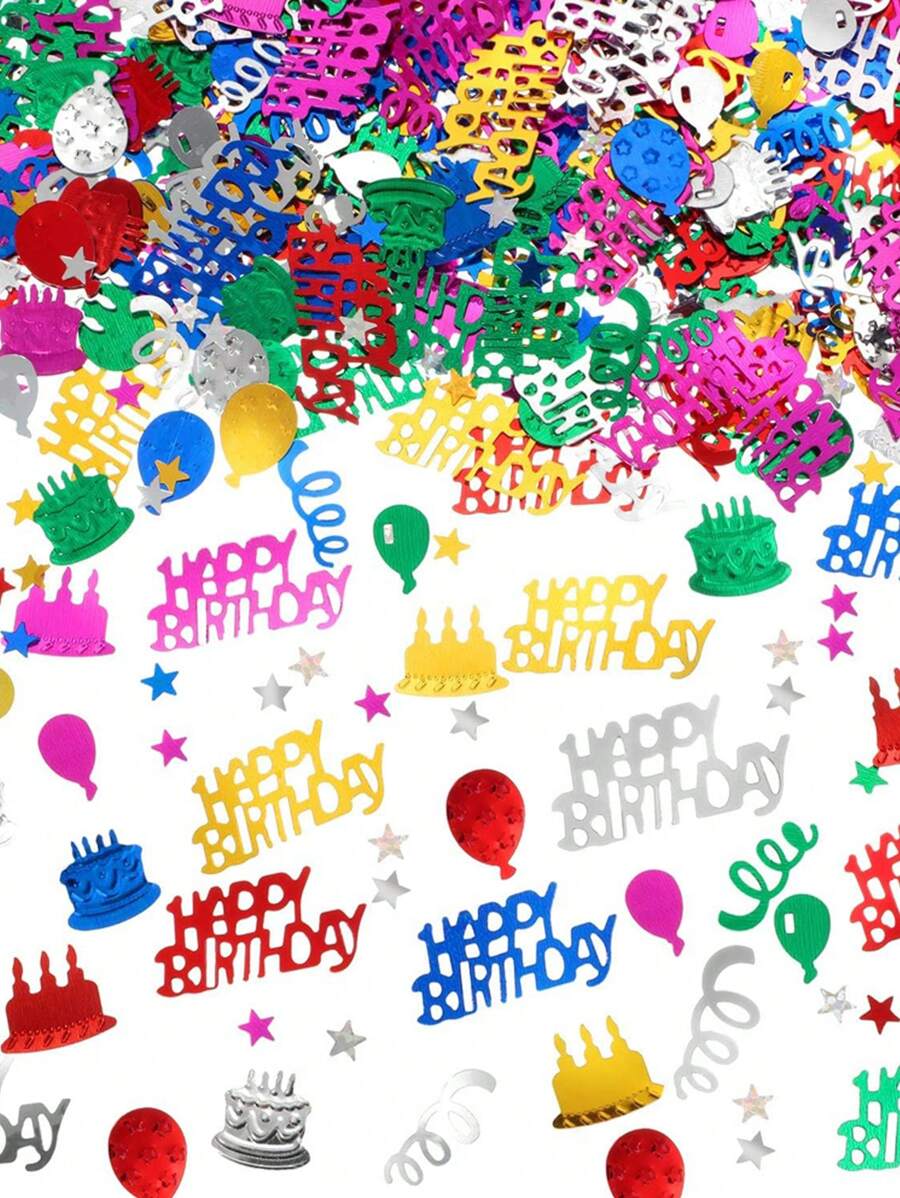 1200 pezzi Coriandoli colorati per compleanno, coriandoli a forma di palloncini e torte, coriandoli metallici, decorazioni da tavolo, decorazioni per feste di compleanno, fai da te, accessori per le decorazioni della festa, accessori per foto