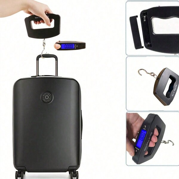 1pc 50kg Balança Digital de Bagagem Balança Eletrônica de Peso de Bagagem Balança de Peso de Bagagem com Gancho Balança de Viagem Peso de Bagagem Mala Portátil Pesa Viagem Com Luz de Fundo Balanças Eletrônicas de Viagem Penduradas Artigos Essenciais de Viagem