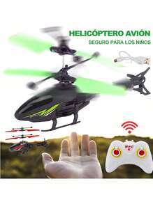 Helicoptero Radio Control Mini,Juguetes para Ninos 4 5 6 7 8 Años, Avión de Control Remoto Anti-caída, Helicoptero RC USB Recargable con Luz, Regalo Infantitiles para Navidad, Cumpleaños - Verde - Ver 3