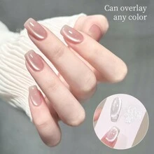 XEIJAYI 1Pc 15ml Universal Cat Eye Gel Nail Polish, Bright Silver UV Gel Nail Polish, Glitter Magnetic Nail Art Varnish, UV/LED Lamp Needed, For Women Home Salon Nail Art DIY-No Magnetic Stick Included