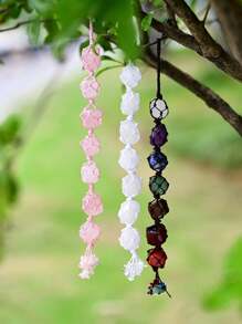 1PC Natural Crystal Chakra Pendant Tumbled Healing Stone Car Pendant Yoga Chakra Energy Gem Decoration Gift - Chakras - View 2