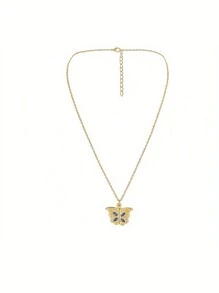 1/5Pcs Personalized Customized Butterfly Pendant Necklace, Love Star Pink Diamond Necklace, Customized Photos, Metal Material, Heart Shaped Album Box Design And Love Star Opening And Closing Design Versatile, Unique, Exquisite And Simple, School Supplies, For Teacher, For Boys And Girls, For Teenagers, Junior High School Students, Middle School Students, High School Senior High School Students, College Students, University Students, Freshman, Sophomore, Underclassmen